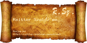 Reitter Szalóme névjegykártya